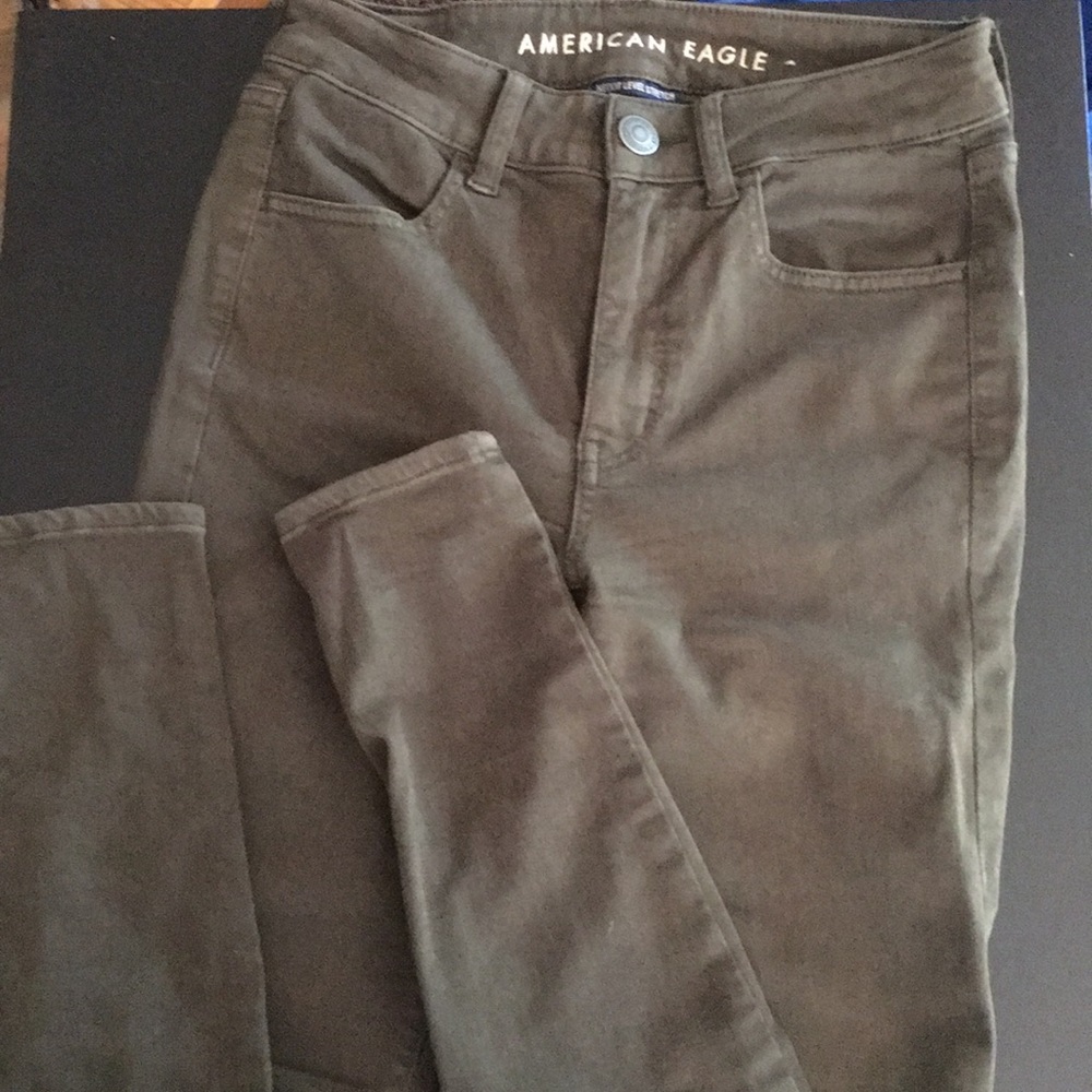 AE Stretchy Skinny Fit High Waisted Forest Green